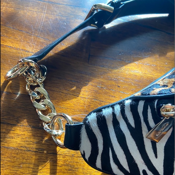 ✅ MICHAEL KORS, MK Leather Fur Chain Belt Bag NEW - Picture 6 of 8